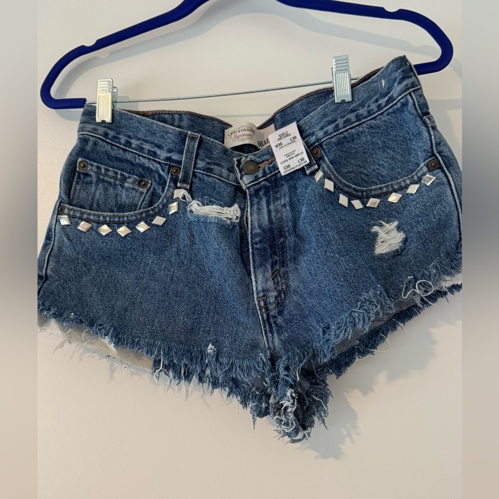 Vintage Denim Levi’s Shorts - Custom Distressed and Embellishment